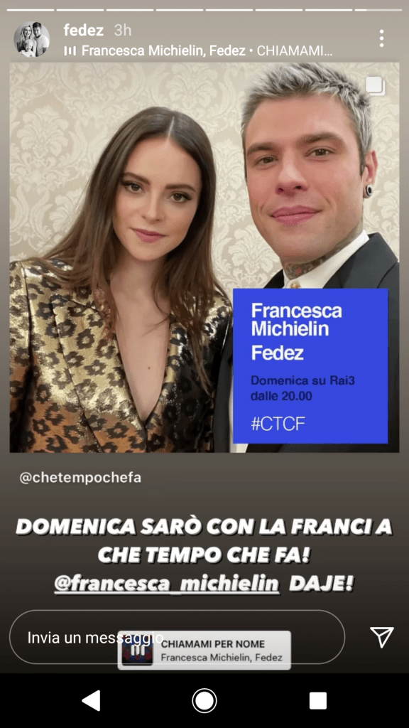 Fedez, l'annuncio social con Francesca Michielin: ancora insieme
