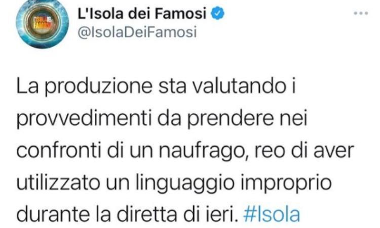 Isola dei Famosi comunicato